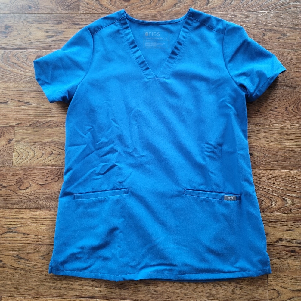 Figs Royal Blue Casma Scrub Top